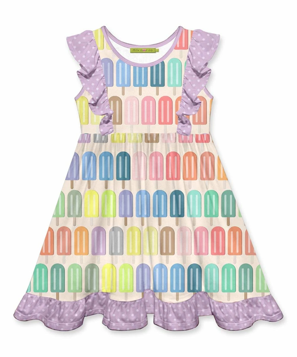 Outlet β€οΈ Millie Loves Lily Cream & Lavender Ice Pops Ruffle A-Line π Dress - π§ Girls For Kids π 1 Outlet β€οΈ Millie Loves Lily Cream & Lavender Ice Pops Ruffle A-Line π Dress - π§ Girls For Kids π