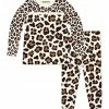 Hot Sale 😉 Millie Loves Lily Cream & Brown Simply Skin Leopard Long-Sleeve Pajama Set - Toddler & 👧 Girls For Kids ❤️