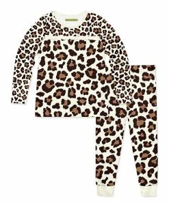 Hot Sale 😉 Millie Loves Lily Cream & Brown Simply Skin Leopard Long-Sleeve Pajama Set - Toddler & 👧 Girls For Kids ❤️