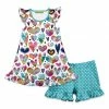 Outlet 😍 Millie Loves Lily White Tie-Dye Heart Angel-Sleeve Tunic & Teal Polka Dot Shorts - 👧 Girls For Kids ❤️