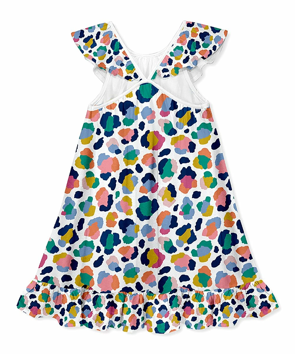 Discount π₯ Millie Loves Lily White & Blue Leopard Ruffle Yoke A-Line π Dress - π§ Girls For Kids β¨ 3 Discount π₯ Millie Loves Lily White & Blue Leopard Ruffle Yoke A-Line π Dress - π§ Girls For Kids β¨ - Image 3