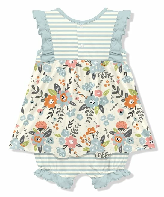 New π Little Millie Cream Stripe Tiffany Floral π Skirted Bubble Romper - Infant & Toddler For Kids π 3 New π Little Millie Cream Stripe Tiffany Floral π Skirted Bubble Romper - Infant & Toddler For Kids π - Image 3
