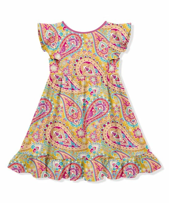 Flash Sale βοΈ Millie Loves Lily Pink & Yellow Paisley Floral Angel-Sleeve A-Line π Dress - π§ Girls For Kids β 3 Flash Sale βοΈ Millie Loves Lily Pink & Yellow Paisley Floral Angel-Sleeve A-Line π Dress - π§ Girls For Kids β - Image 3