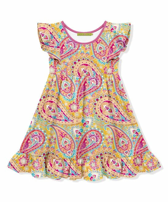 Flash Sale βοΈ Millie Loves Lily Pink & Yellow Paisley Floral Angel-Sleeve A-Line π Dress - π§ Girls For Kids β 1 Flash Sale βοΈ Millie Loves Lily Pink & Yellow Paisley Floral Angel-Sleeve A-Line π Dress - π§ Girls For Kids β