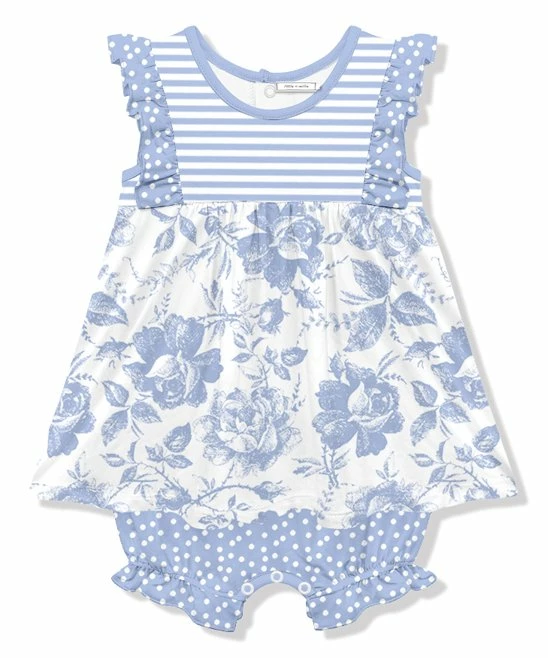 Brand new π Little Millie Periwinkle Toile & Polka Dot π Skirted Bubble Romper - Infant For Kids β 1 Brand new π Little Millie Periwinkle Toile & Polka Dot π Skirted Bubble Romper - Infant For Kids β