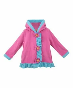 Cheap 🔥 Millie Loves Lily Pink & Blue Flower-Detail Ruffle-Trim Hooded 🧥 Coat - Toddler & 👧 Girls For Kids 🤩