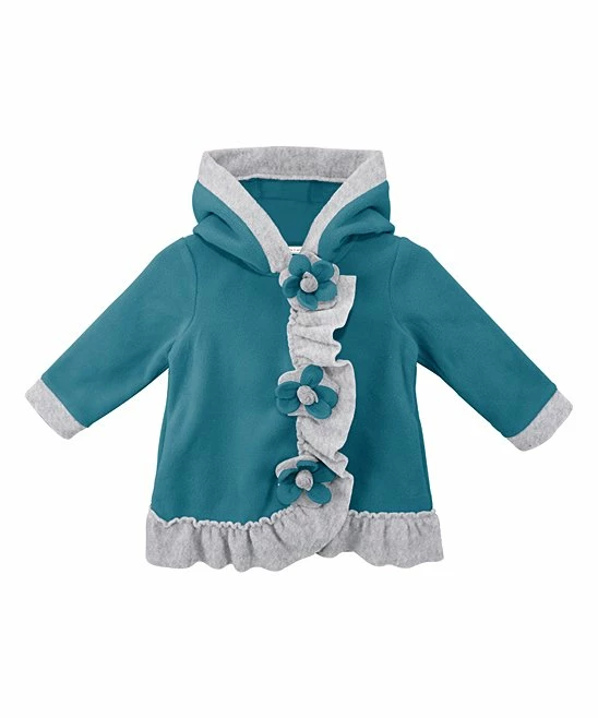 Wholesale π Millie Loves Lily Teal Flower-Detail Ruffle-Trim Hooded π§₯ Coat - π§ Girls For Kids π₯ 1 Wholesale π Millie Loves Lily Teal Flower-Detail Ruffle-Trim Hooded π§₯ Coat - π§ Girls For Kids π₯