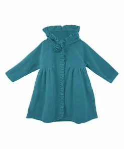Coupon 🛒 Millie Loves Lily Teal Rosette Ruffle-Trim Hooded Swing 🧥 Coat - Toddler For Kids 😍