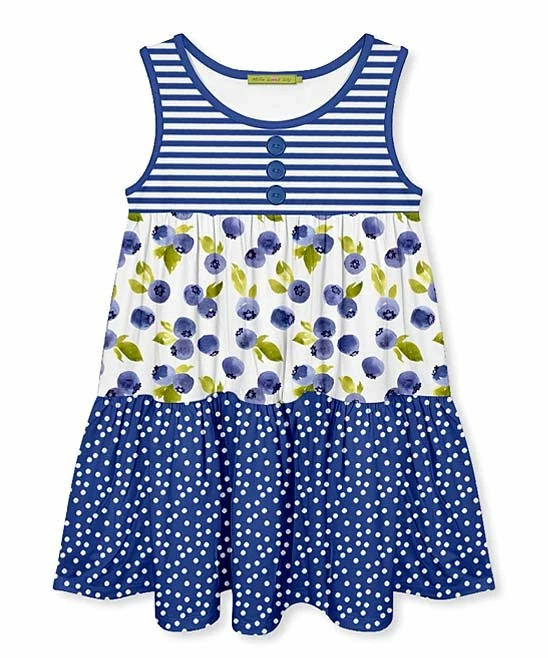 Hot Sale π Millie Loves Lily White & Blue Stripe Blue Berries Tiered Sleeveless A-Line π Dress - π§ Girls For Kids π 1 Hot Sale π Millie Loves Lily White & Blue Stripe Blue Berries Tiered Sleeveless A-Line π Dress - π§ Girls For Kids π