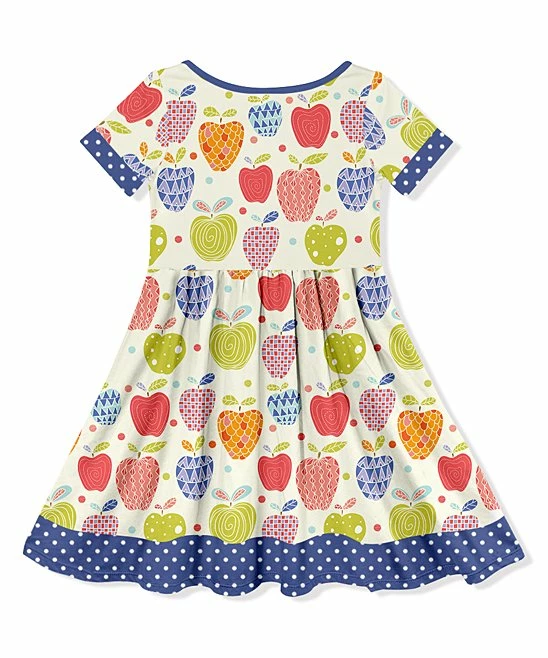Outlet π€© Millie Loves Lily Ecru & Dusty Blue Apples Button-Up A-Line π Dress - Infant, Toddler & π§ Girls For Kids β€οΈ 3 Outlet π€© Millie Loves Lily Ecru & Dusty Blue Apples Button-Up A-Line π Dress - Infant, Toddler & π§ Girls For Kids β€οΈ - Image 3
