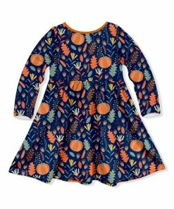 Cheapest ⭐ Millie Loves Lily Navy Pumpkin & Leaves Button-Front A-Line 👗 Dress - Toddler & 👧 Girls For Kids ⭐ -Little Millie-shop zu95795646 alt 2 tm1633547842