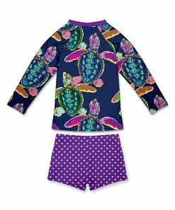 Buy ❤️ Millie Loves Lily Navy & Purple Dot Turtle Long-Sleeve Rashguard Set - 👧 Girls For Kids 🔔 -Little Millie-shop zu95796175 alt 2 tm1621431696