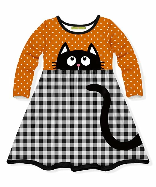 Flash Sale π Millie Loves Lily Orange & Black Gingham Cat A-Line π Dress - π§ Girls For Kids π€© 1 Flash Sale π Millie Loves Lily Orange & Black Gingham Cat A-Line π Dress - π§ Girls For Kids π€©