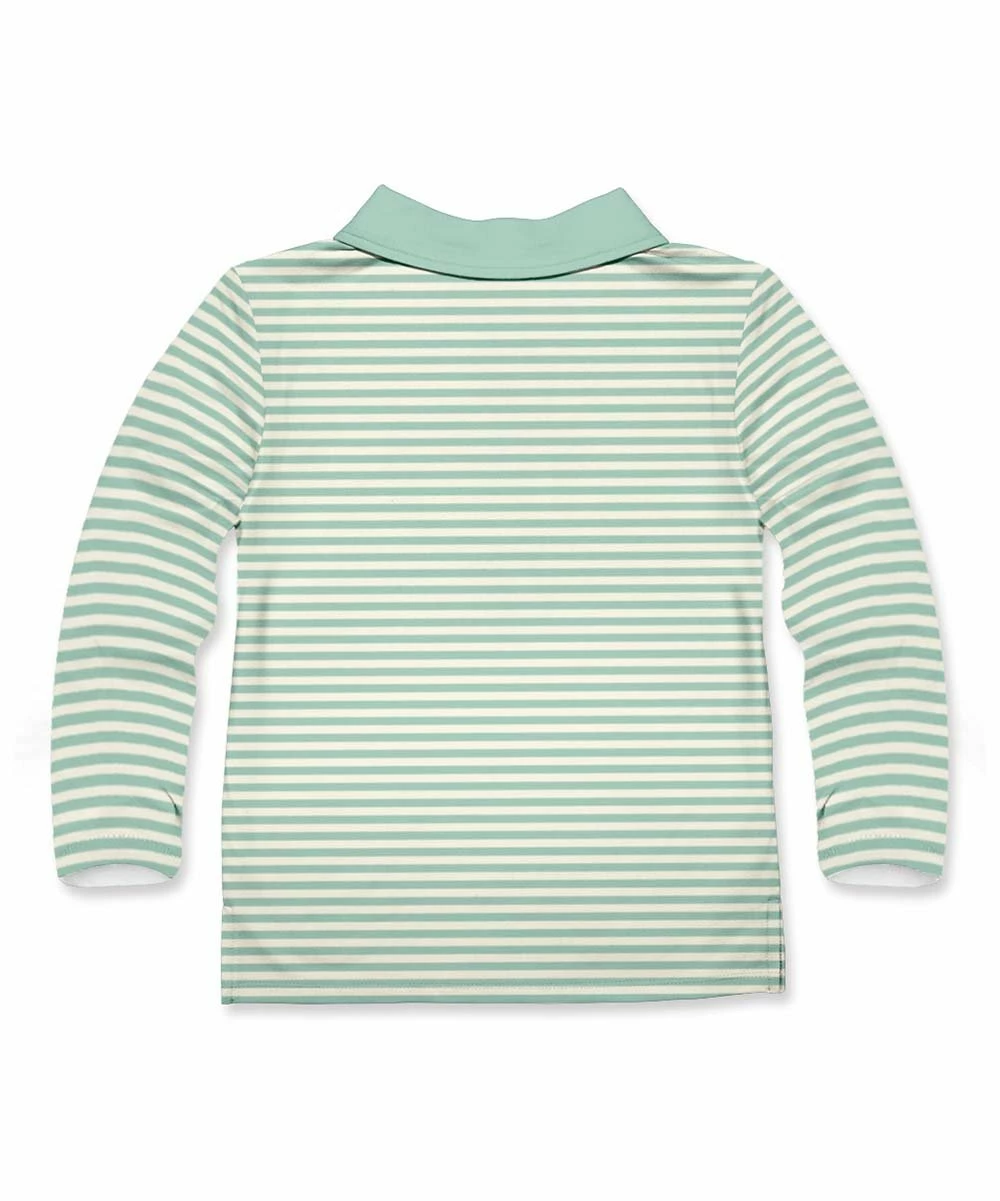 Outlet π Millie & Maxx Light Green Stripe Turkey Garden Long-Sleeve Polo - Toddler & Boys For Kids β 2 Outlet π Millie & Maxx Light Green Stripe Turkey Garden Long-Sleeve Polo - Toddler & Boys For Kids β - Image 2