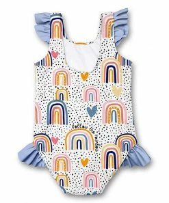 Best Sale β€οΈ Millie Loves Lily White & Coral 'Follow The Rainbow' Ruffle One-Piece - π§ Girls For Kids π 5 Best Sale β€οΈ Millie Loves Lily White & Coral 'Follow The Rainbow' Ruffle One-Piece - π§ Girls For Kids π -Little Millie-shop zu95805764 alt 2 tm1621431916