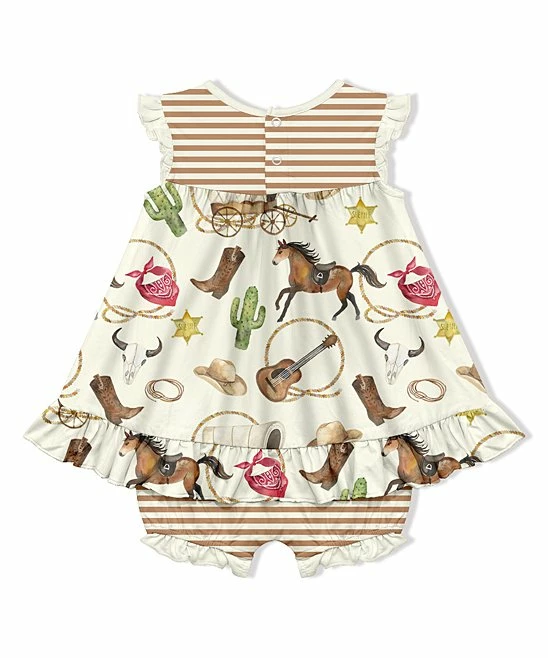 Best reviews of 😀 Little Millie Cream & Tan Horses 👗 Skirted Bubble Bodysuit - Infant & Toddler For Kids ⭐ 2 Best reviews of 😀 Little Millie Cream & Tan Horses 👗 Skirted Bubble Bodysuit - Infant & Toddler For Kids ⭐ - Image 2