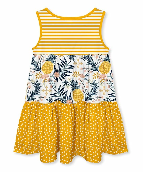 Brand new 𧨠Millie Loves Lily White & Yellow Pineapple Floral Tiered Sleeveless A-Line π Dress - Toddler For Kids π― 4 Brand new 𧨠Millie Loves Lily White & Yellow Pineapple Floral Tiered Sleeveless A-Line π Dress - Toddler For Kids π― - Image 4