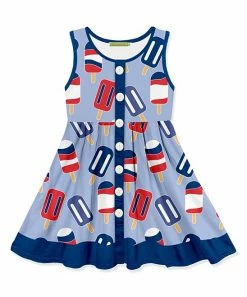 Best Sale ✔️ Millie Loves Lily Periwinkle Ice Pop Sleeveless Button-Up A-Line 👗 Dress - 👧 Girls For Kids 🎉