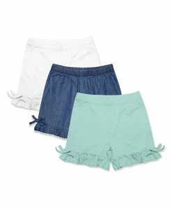 Coupon ✔️ Simply Millie By Millie Loves Lily White, Mint & Blue Chambray Bow-Accent Ruffle Shorts Set - 👧 Girls For Kids 💯