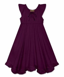 Buy 👏 Simply Millie By Millie Loves Lily Plum Ruffle-Hem Angel-Sleeve 👗 Dress - Toddler & 👧 Girls For Kids 🔥