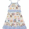 Wholesale 🎁 Millie Loves Lily White Dot Follow The Rainbow Tie-Strap Ruffle-Accent A-Line 👗 Dress - 👧 Girls For Kids ⌛