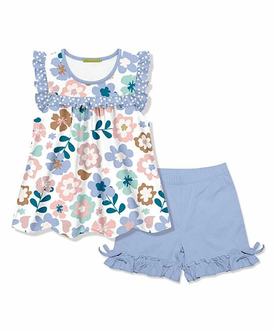 Top 10 π Millie Loves Lily White Floral Remix Ruffle Tank & Periwinkle Shorts - π§ Girls For Kids π 1 Top 10 π Millie Loves Lily White Floral Remix Ruffle Tank & Periwinkle Shorts - π§ Girls For Kids π