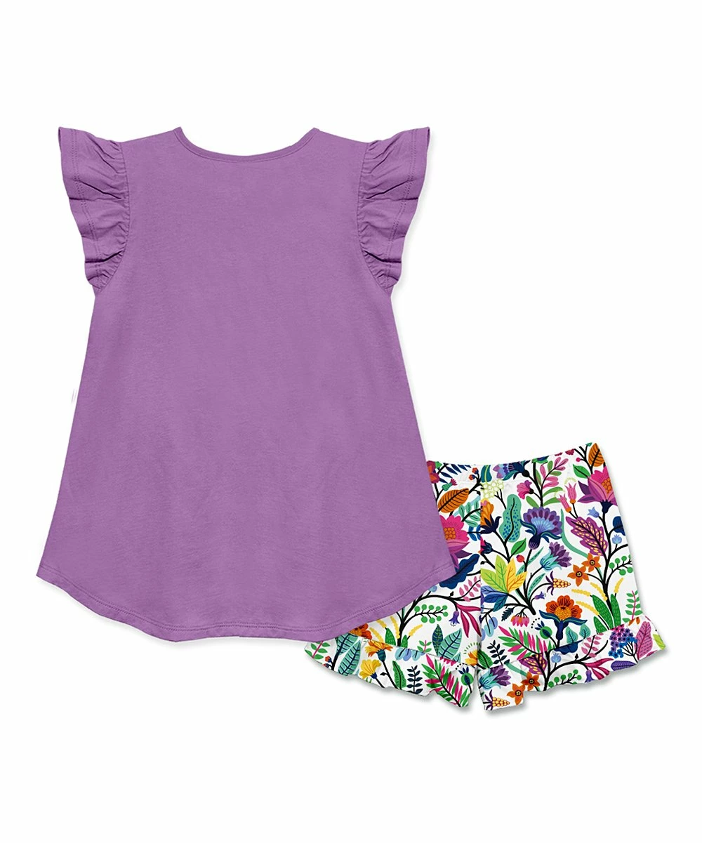 Best Sale π Millie Loves Lily Purple & Pink Floral Fantasy Angel-Sleeve Hi-Low Top & Shorts - Toddler For Kids β 3 Best Sale π Millie Loves Lily Purple & Pink Floral Fantasy Angel-Sleeve Hi-Low Top & Shorts - Toddler For Kids β - Image 3