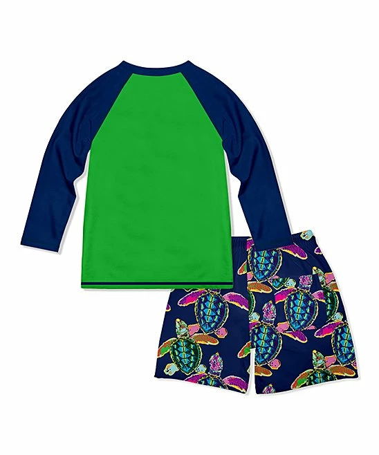 Coupon π Millie & Maxx Green & Navy Sea Turtle Long-Sleeve Rashguard Set - Boys For Kids π₯° 3 Coupon π Millie & Maxx Green & Navy Sea Turtle Long-Sleeve Rashguard Set - Boys For Kids π₯° - Image 3