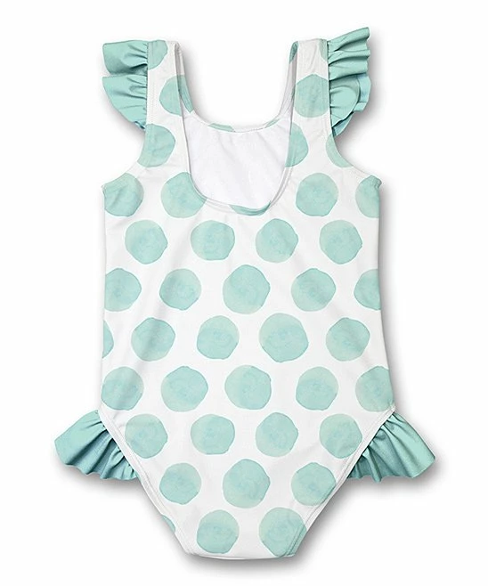 Wholesale π Millie Loves Lily White & Mint Floral Ruffle-Accent One-Piece - π§ Girls For Kids π 2 Wholesale π Millie Loves Lily White & Mint Floral Ruffle-Accent One-Piece - π§ Girls For Kids π - Image 2