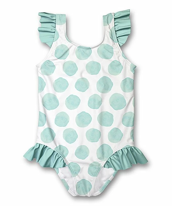 Wholesale π Millie Loves Lily White & Mint Floral Ruffle-Accent One-Piece - π§ Girls For Kids π 1 Wholesale π Millie Loves Lily White & Mint Floral Ruffle-Accent One-Piece - π§ Girls For Kids π