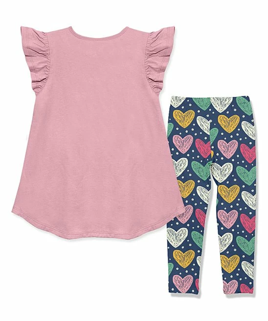Hot Sale π₯ Millie Loves Lily Dusty Pink Angel-Sleeve Hi-Low Top & Navy Alex Heart Leggings - Infant, Toddler & π§ Girls For Kids π 3 Hot Sale π₯ Millie Loves Lily Dusty Pink Angel-Sleeve Hi-Low Top & Navy Alex Heart Leggings - Infant, Toddler & π§ Girls For Kids π - Image 3
