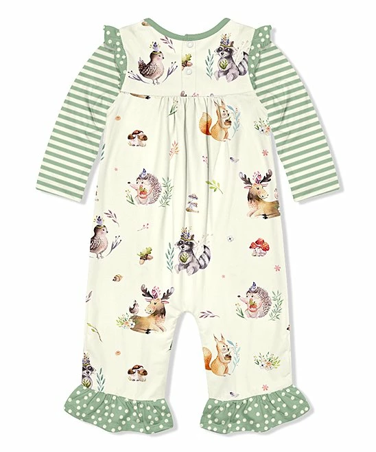 Best deal π₯° Little Millie Cream Petite Woodland Ruffle-Trim Playsuit - Infant & Toddler For Kids π 2 Best deal π₯° Little Millie Cream Petite Woodland Ruffle-Trim Playsuit - Infant & Toddler For Kids π - Image 2
