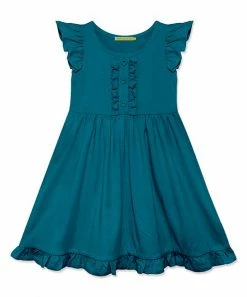 Cheapest ✔️ Simply Millie By Millie Loves Lily Teal Button-Front Angel-Sleeve 👗 Dress - 👧 Girls For Kids 🎉