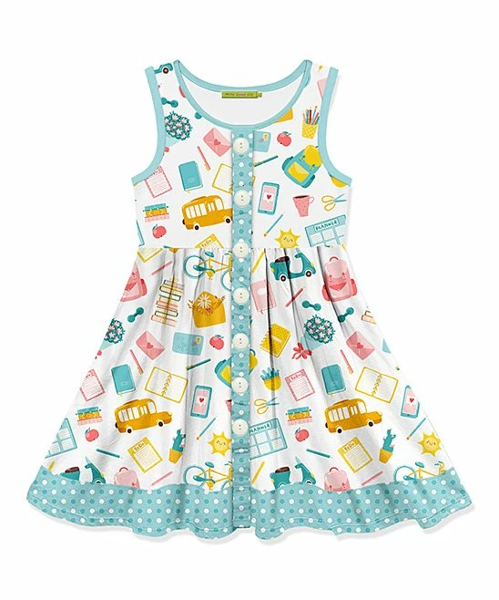 Budget π Millie Loves Lily White & Blue School Bag Sleeveless A-Line π Dress - Infant, Toddler & π§ Girls For Kids β¨ 1 Budget π Millie Loves Lily White & Blue School Bag Sleeveless A-Line π Dress - Infant, Toddler & π§ Girls For Kids β¨