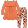 Cheapest 👍 Millie Loves Lily Melon & Peach Floral Ruffle Long-Sleeve Top & Leggings - Toddler & 👧 Girls For Kids 🧨
