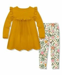 Buy 🔔 Millie Loves Lily Marigold & Cream Millie Floral Ruffle Long-Sleeve Top & Leggings - Toddler & 👧 Girls For Kids 👍 -Little Millie-shop zu97489154 alt 2 tm1626104505