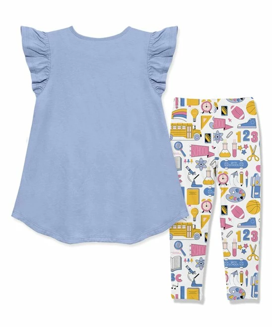 Budget π Millie Loves Lily Periwinkle Angel-Sleeve Hi-Low Top & School Bus Leggings - Toddler & π§ Girls For Kids β 2 Budget π Millie Loves Lily Periwinkle Angel-Sleeve Hi-Low Top & School Bus Leggings - Toddler & π§ Girls For Kids β - Image 2