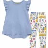Budget 👍 Millie Loves Lily Periwinkle Angel-Sleeve Hi-Low Top & School Bus Leggings - Toddler & 👧 Girls For Kids ⭐