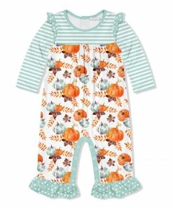 Best deal 🔥 Little Millie White & Blue Pumpkin Ruffle-Trim Playsuit - Infant For Baby & Maternity 😀