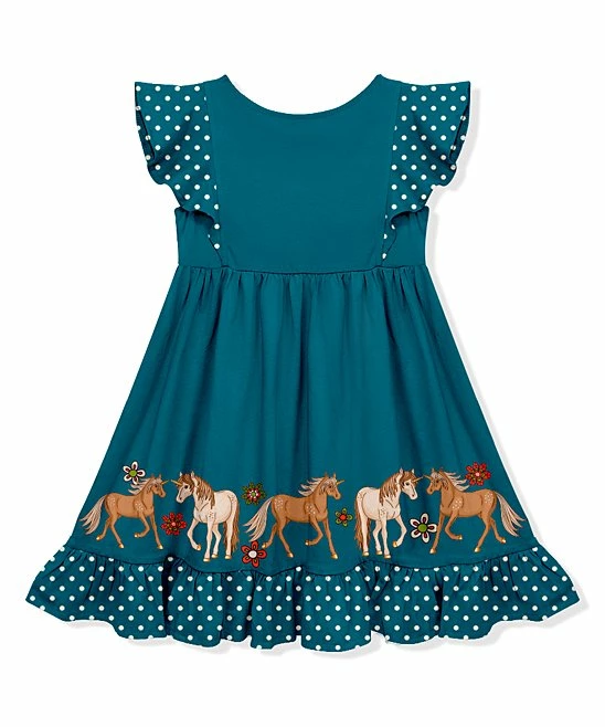 Hot Sale β¨ Millie Loves Lily Teal & White Polka Dot Pony Border Angel-Sleeve π Dress - Toddler & π§ Girls For Kids π 3 Hot Sale β¨ Millie Loves Lily Teal & White Polka Dot Pony Border Angel-Sleeve π Dress - Toddler & π§ Girls For Kids π - Image 3
