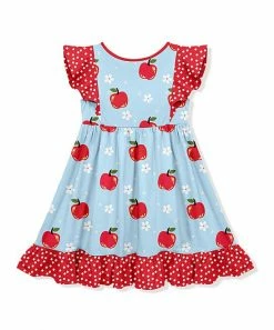Promo π Millie Loves Lily Pale Blue & Red Vintage Apple Angel-Sleeve π Dress - Toddler & π§ Girls For Kids 𧨠5 Promo π Millie Loves Lily Pale Blue & Red Vintage Apple Angel-Sleeve π Dress - Toddler & π§ Girls For Kids 𧨠-Little Millie-shop zu97912919 alt 2 tm1628633547