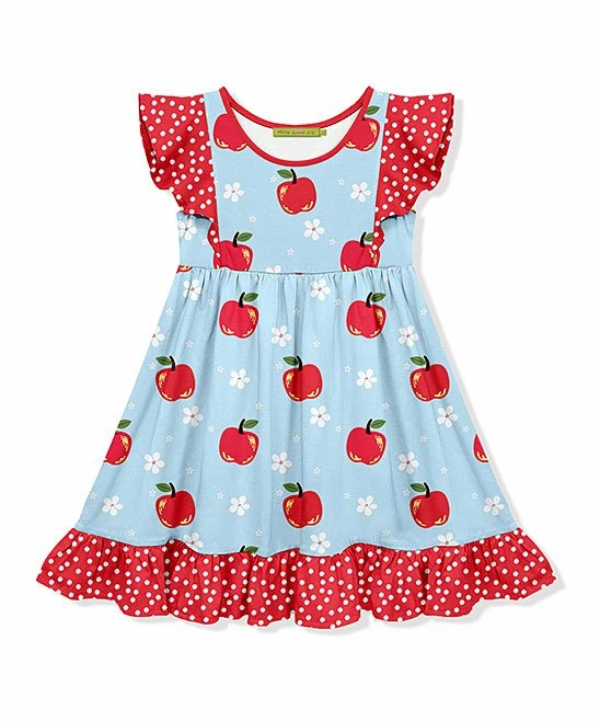 Promo π Millie Loves Lily Pale Blue & Red Vintage Apple Angel-Sleeve π Dress - Toddler & π§ Girls For Kids 𧨠1 Promo π Millie Loves Lily Pale Blue & Red Vintage Apple Angel-Sleeve π Dress - Toddler & π§ Girls For Kids π§¨