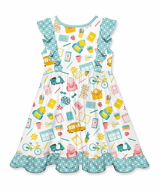 Wholesale π Millie Loves Lily White & Mint School Bag Ruffle Sleeveless A-Line π Dress - π§ Girls For Kids π 3 Wholesale π Millie Loves Lily White & Mint School Bag Ruffle Sleeveless A-Line π Dress - π§ Girls For Kids π - Image 3
