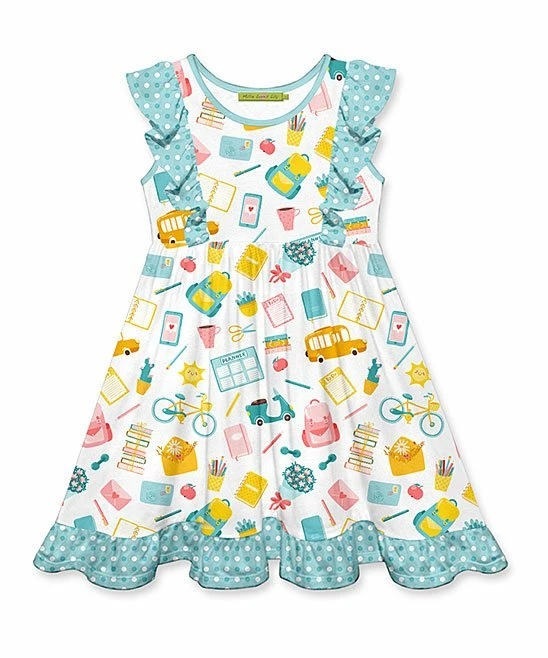 Wholesale π Millie Loves Lily White & Mint School Bag Ruffle Sleeveless A-Line π Dress - π§ Girls For Kids π 1 Wholesale π Millie Loves Lily White & Mint School Bag Ruffle Sleeveless A-Line π Dress - π§ Girls For Kids π