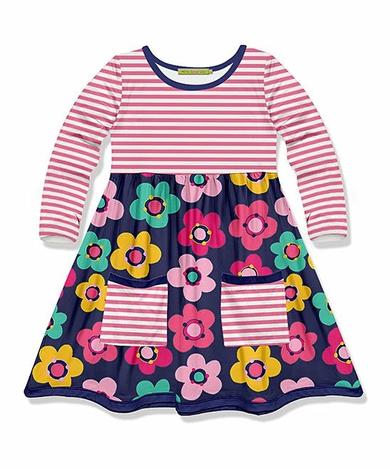 Brand new β€οΈ Millie Loves Lily Navy & Pink Stripe Floral Pocket A-Line π Dress - Infant For Kids βοΈ 1 Brand new β€οΈ Millie Loves Lily Navy & Pink Stripe Floral Pocket A-Line π Dress - Infant For Kids βοΈ