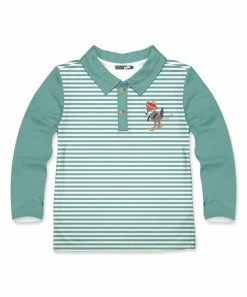 Wholesale 💯 Millie & Maxx Nile Blue Stripe Fox Long-Sleeve Polo - Boys For Baby & Maternity 🔥