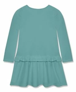 Cheap 🛒 Millie Loves Lily Nile Blue Ruffle-Accent French Terry Drop-Waist 👗 Dress - 👧 Girls For Kids ❤️ -Little Millie-shop zu98059257 alt 2 tm1627507775