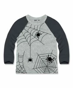 Best Pirce ✨ Millie & Maxx Heather Gray Spiderweb Long-Sleeve Raglan Tee - Toddler For Kids 🌟