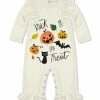 Deals ⭐ Little Millie Cream 'Trick Or Treat' Ruffle-Trim Playsuit - Infant For Kids ⭐