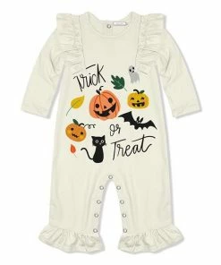 Deals ⭐ Little Millie Cream 'Trick Or Treat' Ruffle-Trim Playsuit - Infant For Kids ⭐
